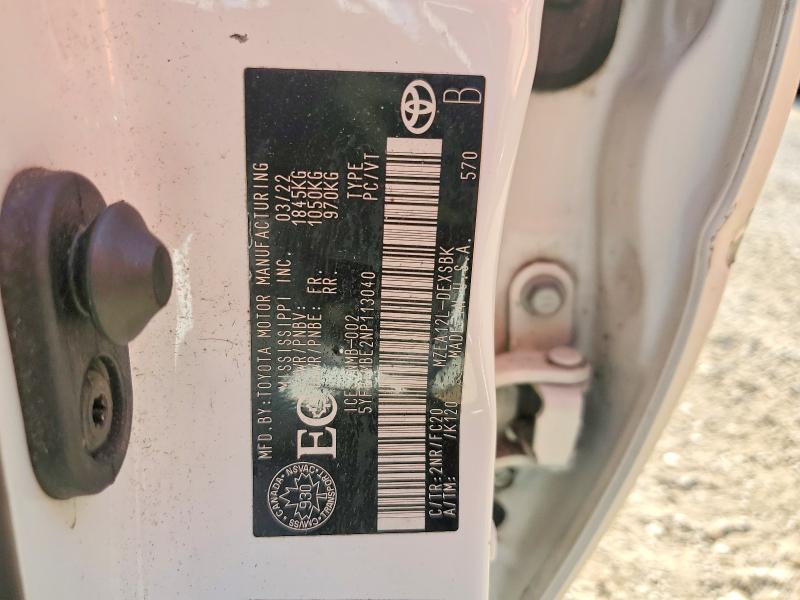 Продаж на аукціоні авто 2022 Toyota Corolla, vin: 5YFB4MBE2NP113040, номер лоту: 60671716