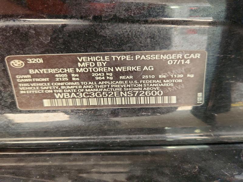 Aukcja sprzedaży 2014 Bmw 320, vin: WBA3C3G52ENS72600, numer aukcji: 61387966