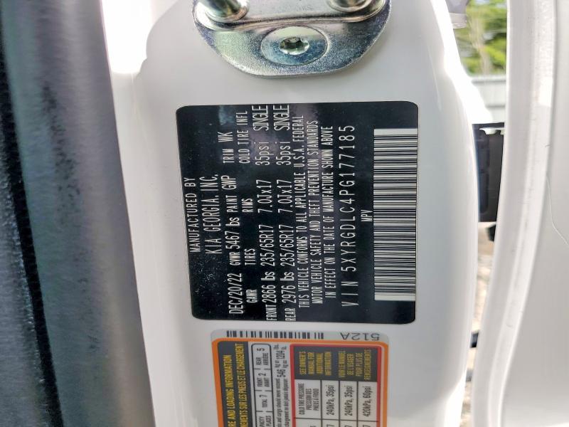 2023 Kia Sorento მანქანა იყიდება აუქციონზე, vin: 5XYRGDLC4PG177185, აუქციონის ნომერი: 62041416