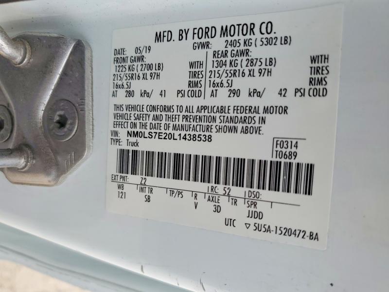 Aukcja sprzedaży 2020 Ford Transit Connect, vin: NM0LS7E20L1438538, numer aukcji: 59915506
