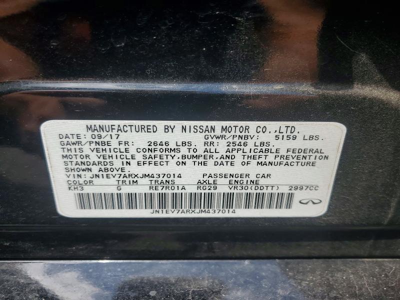 Aukcja sprzedaży 2018 Infiniti Q50, vin: JN1EV7ARXJM437014, numer aukcji: 61327346