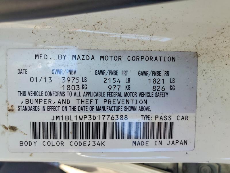 Продаж на аукціоні авто 2013 Mazda 3, vin: JM1BL1WP3D1776388, номер лоту: 59830186