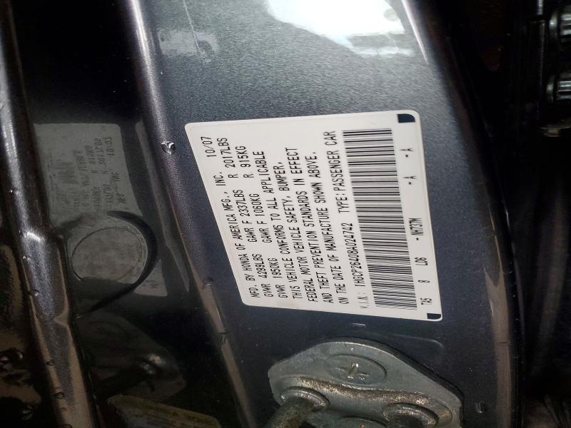 Aukcja sprzedaży 2008 Honda Accord, vin: 1HGCP26408A024742, numer aukcji: 63058376