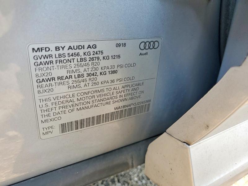 Продажа на аукционе авто 2018 Audi Q5, vin: WA1BNAFY2J2243368, номер лота: 61484496