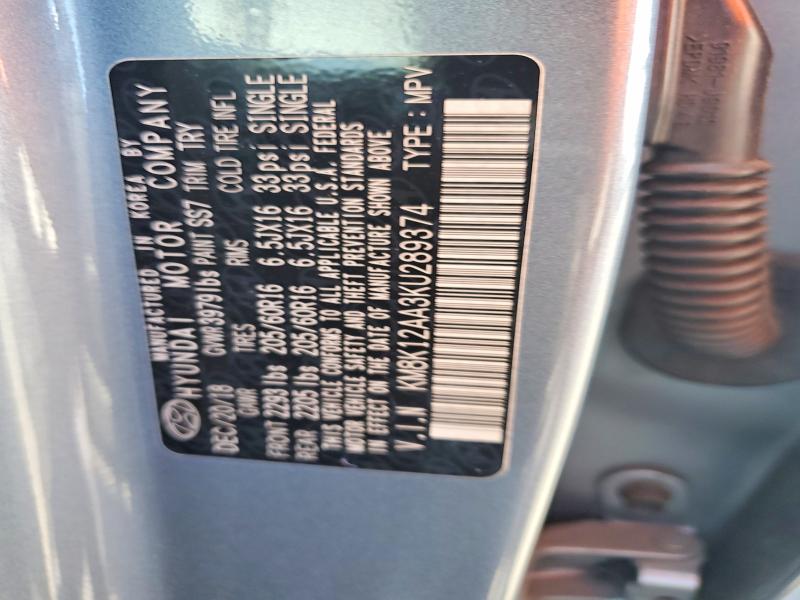 60503556 :رقم المزاد ، KM8K12AA3KU289374 vin ، 2019 Hyundai Kona مزاد بيع