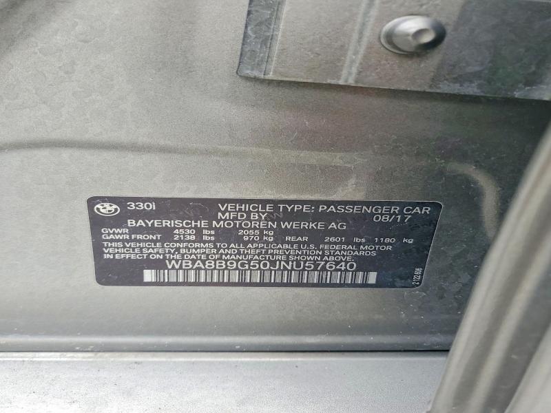 Продаж на аукціоні авто 2018 Bmw 330, vin: WBA8B9G50JNU57640, номер лоту: 61879636