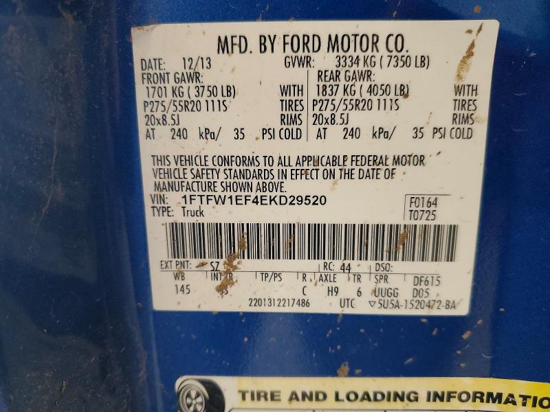 Aukcja sprzedaży 2014 Ford F150, vin: 1FTFW1EF4EKD29520, numer aukcji: 61948676