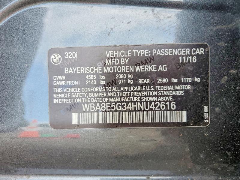 Aukcja sprzedaży 2017 Bmw 320, vin: WBA8E5G34HNU42616, numer aukcji: 60161556