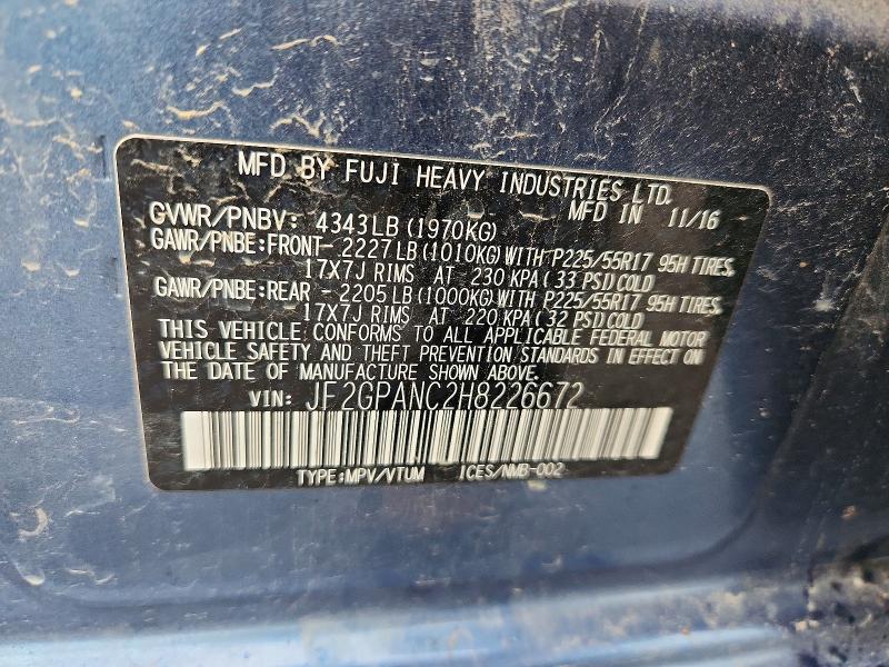 Продажа на аукционе авто 2017 Subaru Crosstrek, vin: JF2GPANC2H8226672, номер лота: 62083226