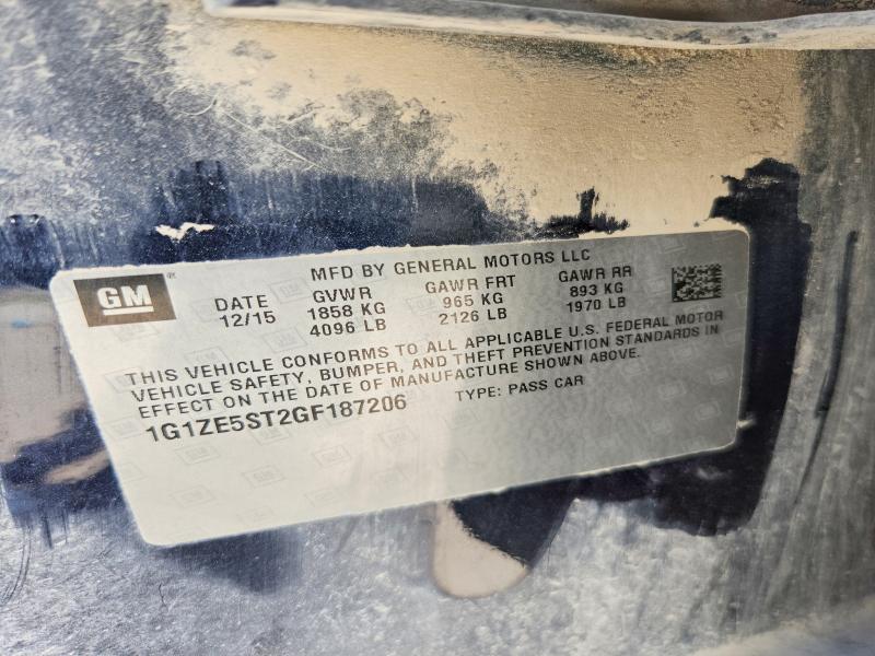 61393006 :رقم المزاد ، 1G1ZE5ST2GF187206 vin ، 2016 Chevrolet Malibu مزاد بيع