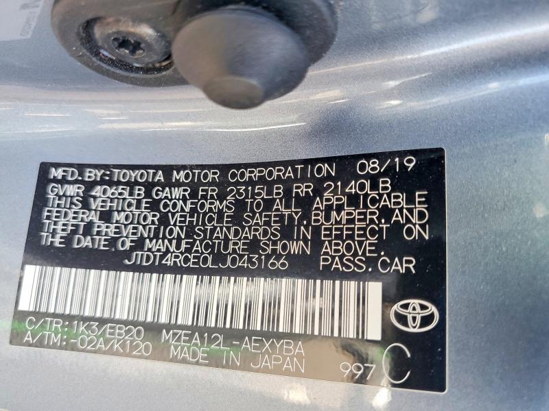 Aukcja sprzedaży 2020 Toyota Corolla, vin: JTDT4RCE0LJ043166, numer aukcji: 61142276