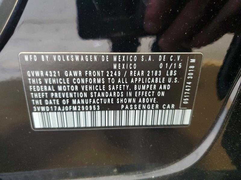 Aukcja sprzedaży 2015 Volkswagen Jetta, vin: 3VWD17AJ0FM290953, numer aukcji: 60656056