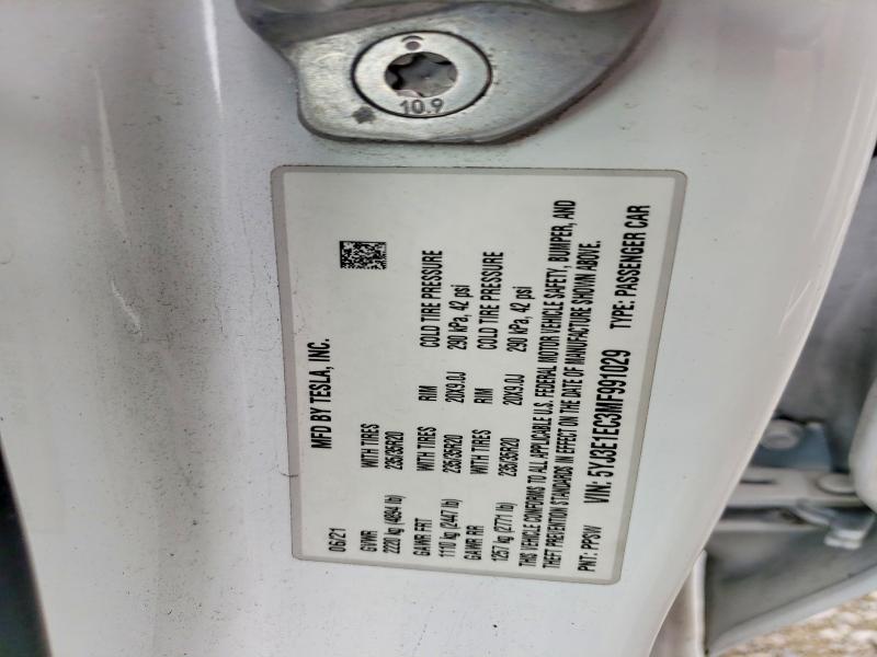 Aukcja sprzedaży 2021 Tesla Model 3, vin: 5YJ3E1EC3MF991029, numer aukcji: 58998686