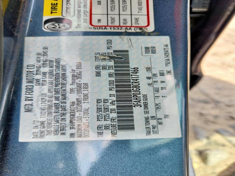 Aukcja sprzedaży 2012 Ford Fusion, vin: 3FAHP0JG8CR417466, numer aukcji: 60939326