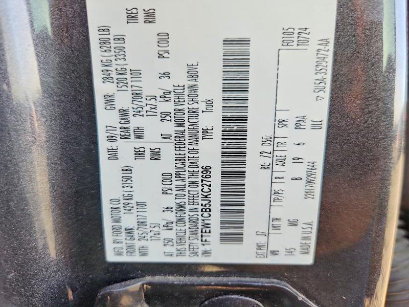 2018 Ford F150 მანქანა იყიდება აუქციონზე, vin: 1FTEW1CB5JKC27696, აუქციონის ნომერი: 61598396