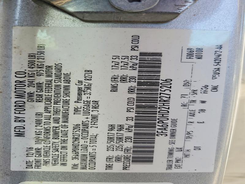60985936 :رقم المزاد ، 3FA6P0HD2HR275206 vin ، 2017 Ford Fusion مزاد بيع