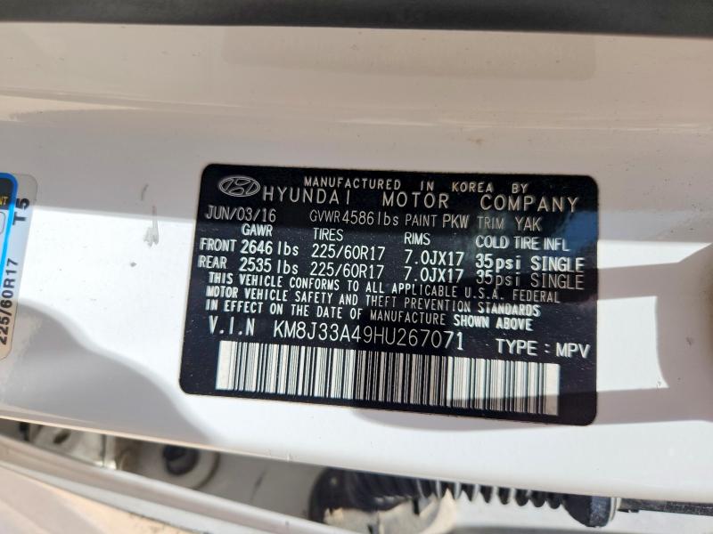 2017 Hyundai Tucson მანქანა იყიდება აუქციონზე, vin: KM8J33A49HU267071, აუქციონის ნომერი: 58832556