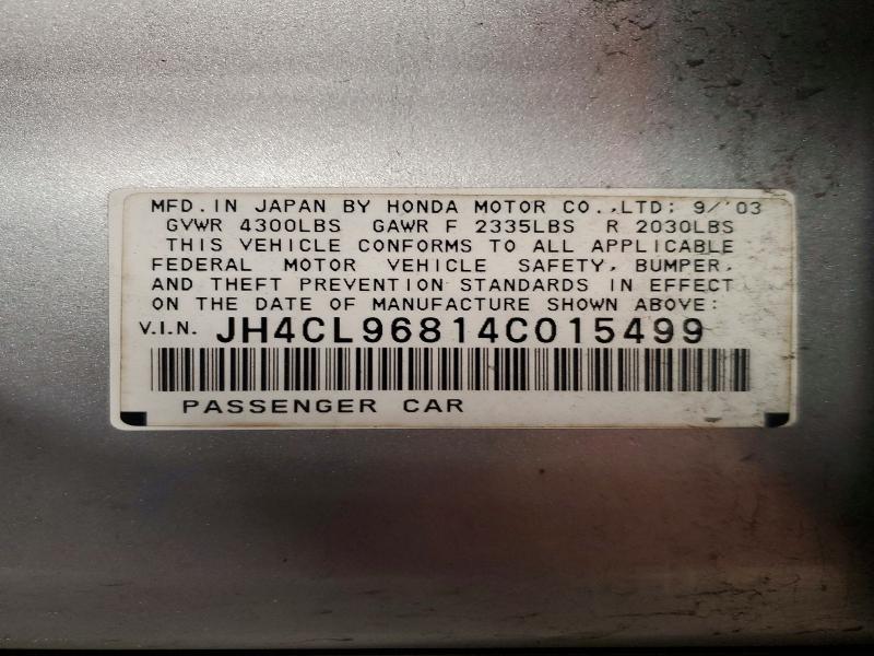 Продажа на аукционе авто 2004 Acura Tsx, vin: JH4CL96814C015499, номер лота: 60748646