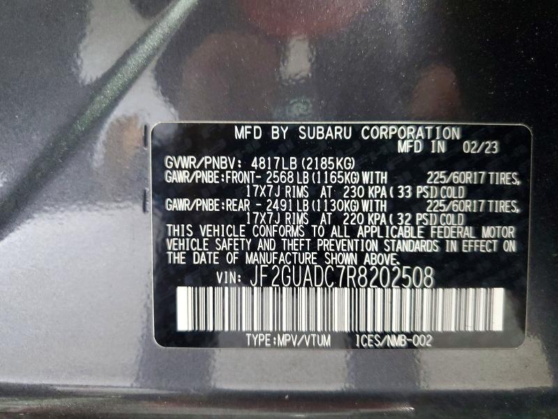 Aukcja sprzedaży 2024 Subaru Crosstrek, vin: JF2GUADC7R8202508, numer aukcji: 60330986