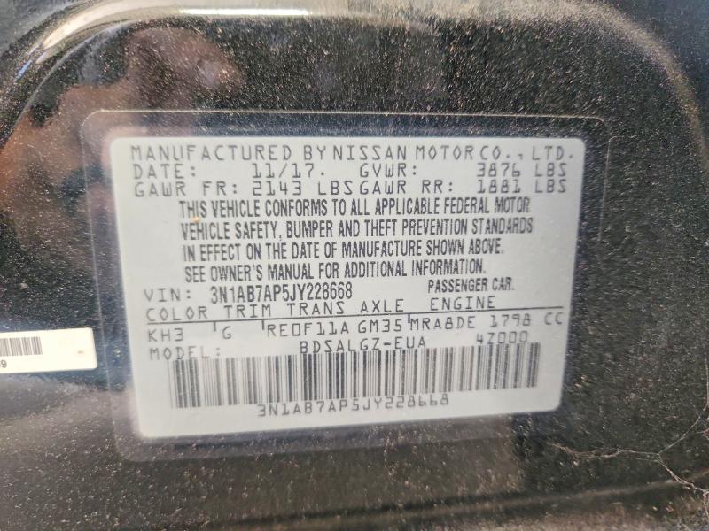 Aukcja sprzedaży 2018 Nissan Sentra, vin: 3N1AB7AP5JY228668, numer aukcji: 62589736
