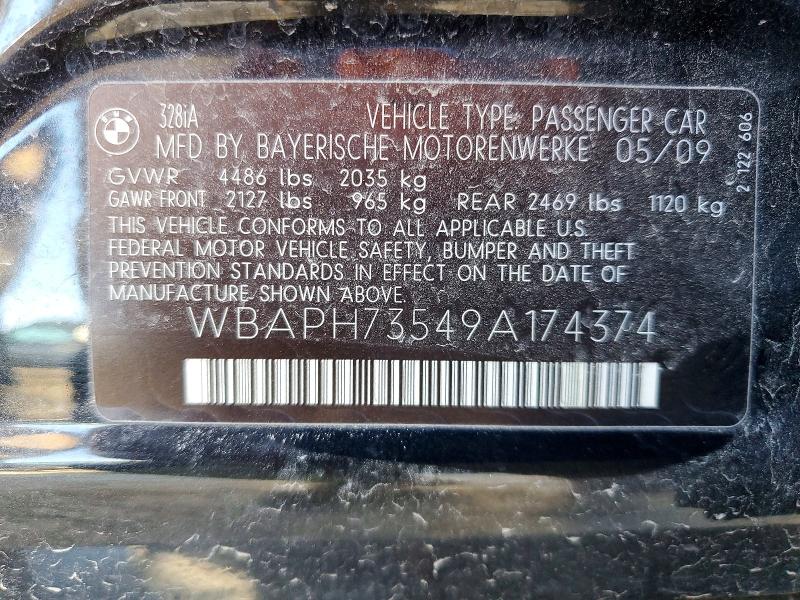 Продажа на аукционе авто 2009 Bmw 328, vin: WBAPH73549A174374, номер лота: 59790776