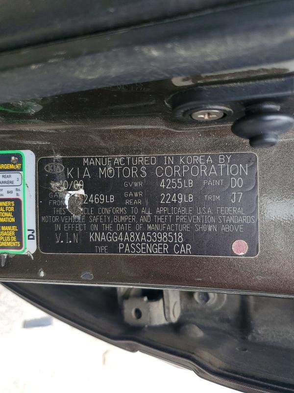 Aukcja sprzedaży 2010 Kia Optima, vin: KNAGG4A8XA5398518, numer aukcji: 62125466