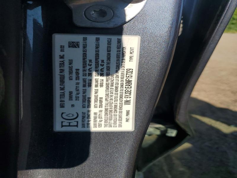 Auction sale of the 2022 Tesla Model 3, vin: 5YJ3E1EA9NF157329, lot number: 57932636