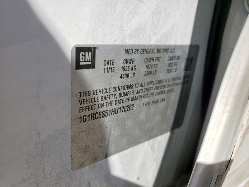 2017 Chevrolet Volt მანქანა იყიდება აუქციონზე, vin: 1G1RC6S51HU170262, აუქციონის ნომერი: 63071786