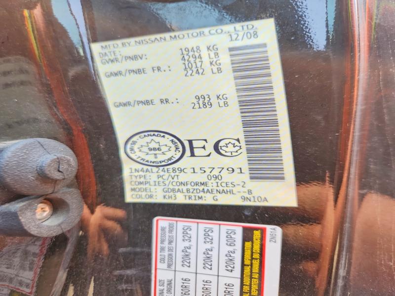 62526586 :رقم المزاد ، 1N4AL24E89C157791 vin ، 2009 Nissan Altima مزاد بيع