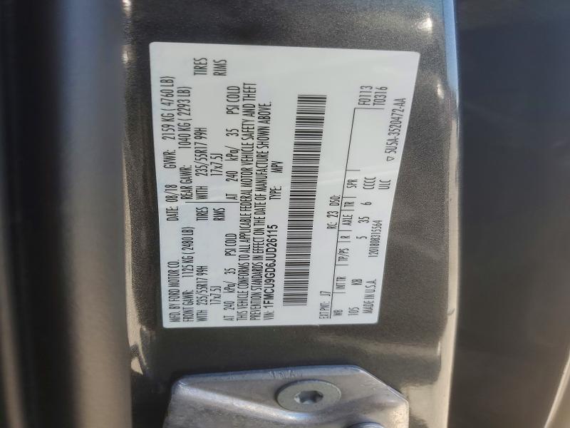 59403806 :رقم المزاد ، 1FMCU9GD6JUD26115 vin ، 2018 Ford Escape مزاد بيع