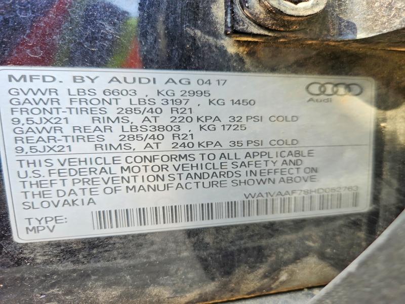 Aukcja sprzedaży 2017 Audi Q7, vin: WA1VAAF78HD052763, numer aukcji: 62710816