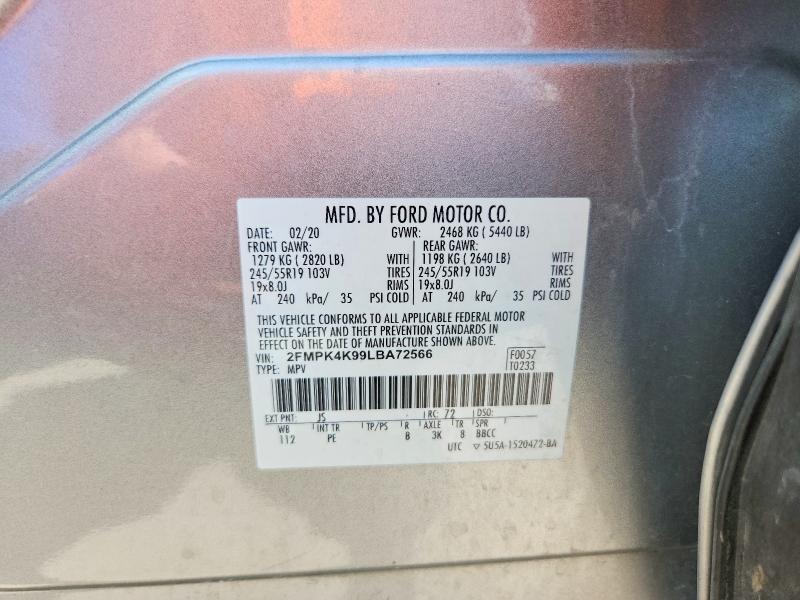Продажа на аукционе авто 2020 Ford Edge, vin: 2FMPK4K99LBA72566, номер лота: 61153666