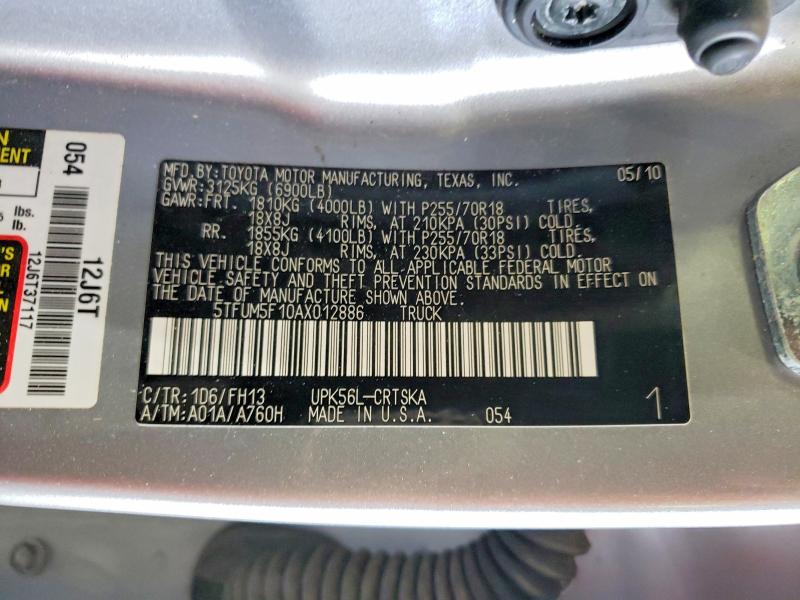 Aukcja sprzedaży 2010 Toyota Tundra, vin: 5TFUM5F10AX012886, numer aukcji: 61111766
