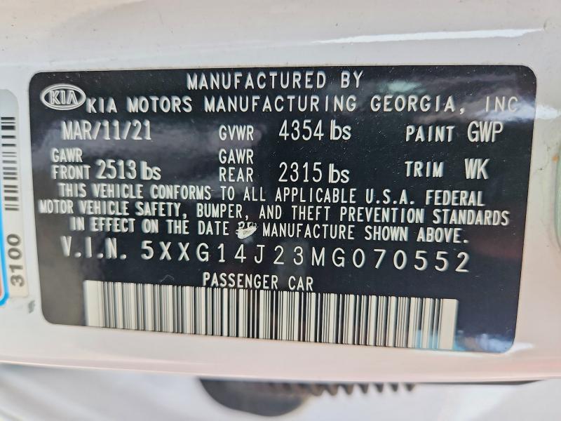 Продаж на аукціоні авто 2021 Kia K5, vin: 5XXG14J23MG070552, номер лоту: 61320346