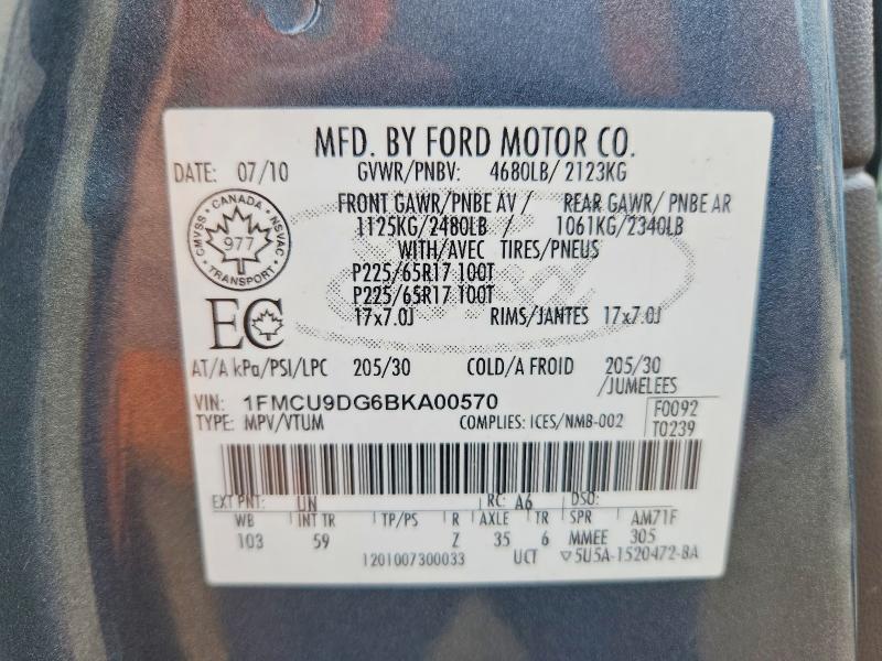 Aukcja sprzedaży 2011 Ford Escape, vin: 1FMCU9DG6BKA00570, numer aukcji: 61574376