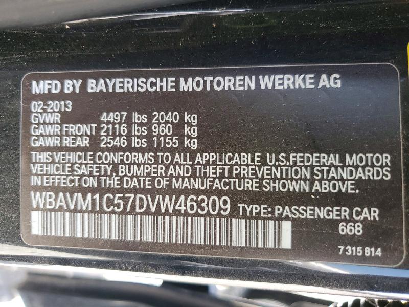 Продажа на аукционе авто 2013 Bmw X1, vin: WBAVM1C57DVW46309, номер лота: 62000326