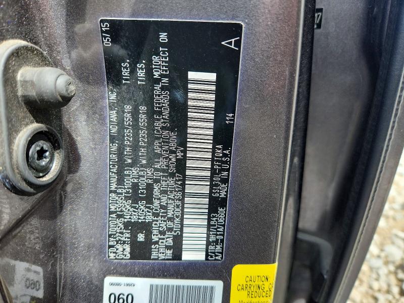 61089666 :رقم المزاد ، 5TDYK3DC3FS617417 vin ، 2015 Toyota Sienna مزاد بيع