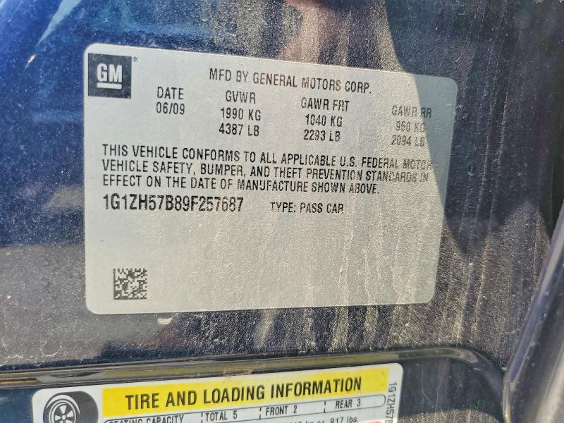 2009 Chevrolet Malibu მანქანა იყიდება აუქციონზე, vin: 1G1ZH57B89F257687, აუქციონის ნომერი: 59645476