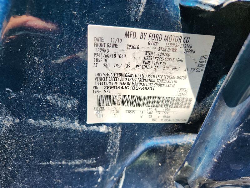 2011 Ford Edge მანქანა იყიდება აუქციონზე, vin: 2FMDK4JC1BBA45831, აუქციონის ნომერი: 60874556
