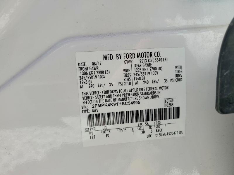 Aukcja sprzedaży 2017 Ford Edge, vin: 2FMPK4K91HBC54995, numer aukcji: 62693466