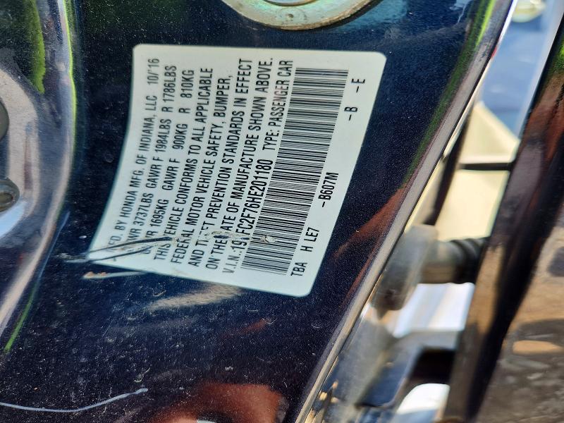 Продаж на аукціоні авто 2017 Honda Civic, vin: 19XFC2F76HE201180, номер лоту: 61751196