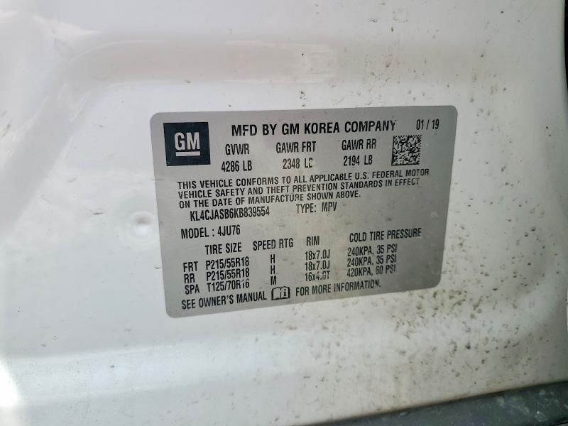 Продажа на аукционе авто 2019 Buick Encore, vin: KL4CJASB6KB839554, номер лота: 59609956