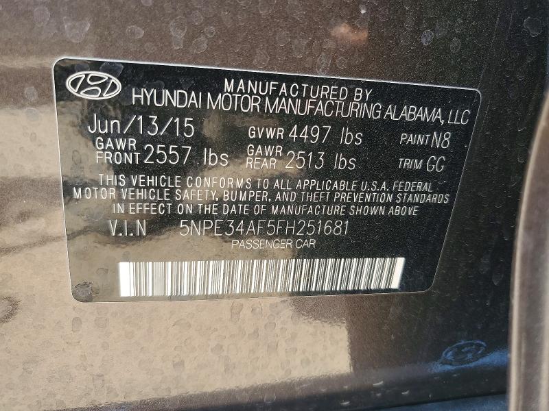 2015 Hyundai Sonata მანქანა იყიდება აუქციონზე, vin: 5NPE34AF5FH251681, აუქციონის ნომერი: 85631805