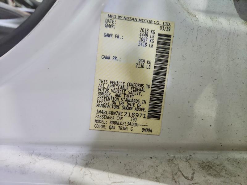 Продаж на аукціоні авто 2019 Nissan Altima, vin: 1N4BL4BW7KC218971, номер лоту: 59570446