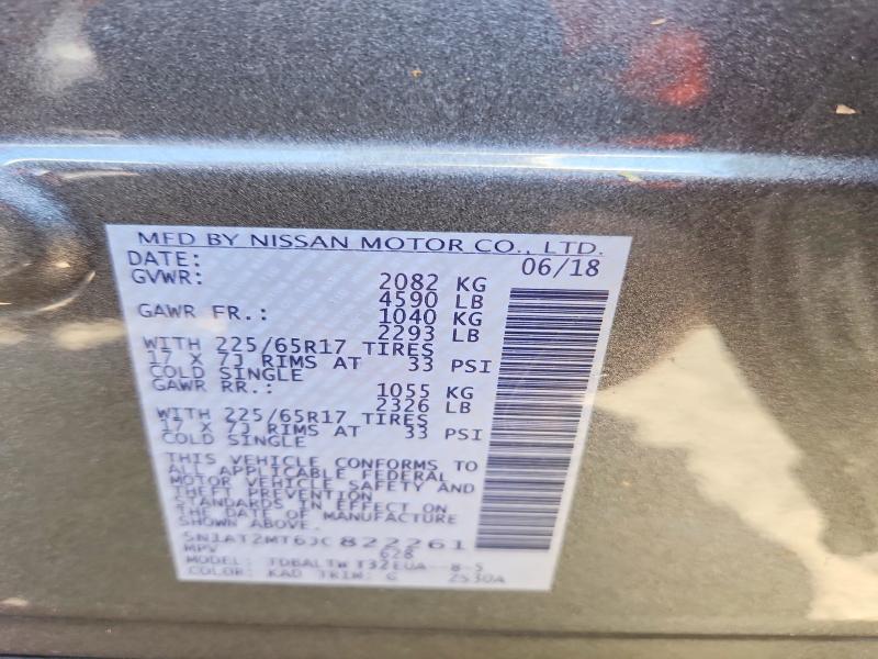 Продажа на аукционе авто 2018 Nissan Rogue, vin: 5N1AT2MT6JC822261, номер лота: 62903546