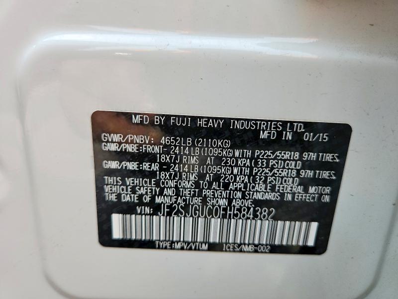 Aukcja sprzedaży 2015 Subaru Forester, vin: JF2SJGUC0FH584382, numer aukcji: 60216456