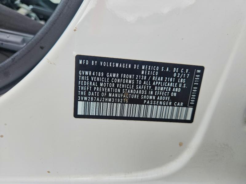 Продаж на аукціоні авто 2017 Volkswagen Jetta, vin: 3VW2B7AJ2HM319215, номер лоту: 61162566
