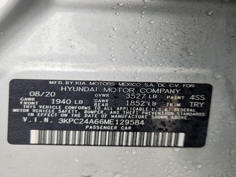 Aukcja sprzedaży 2021 Hyundai Accent, vin: 3KPC24A66ME129584, numer aukcji: 61755306
