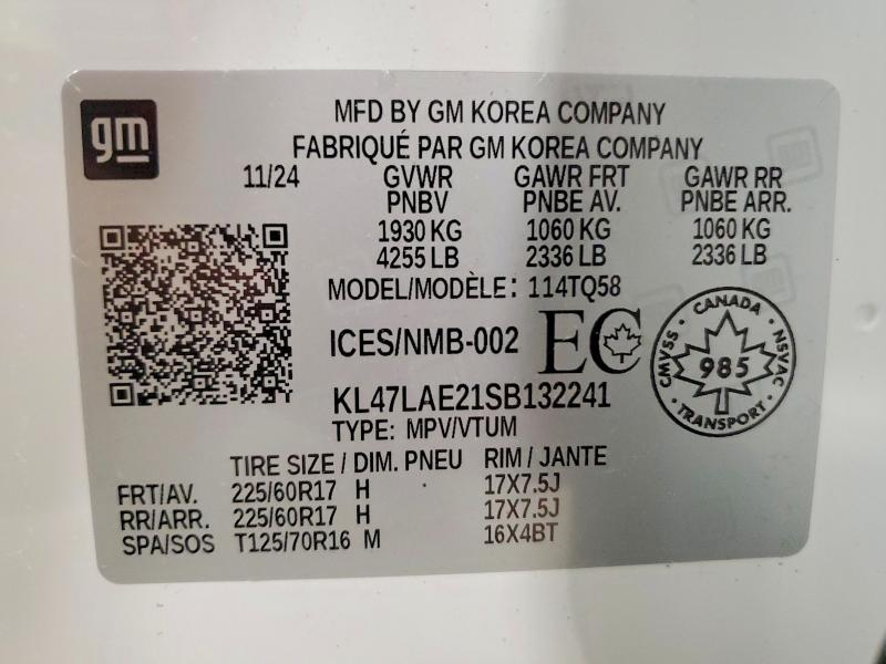 60123736 :رقم المزاد ، KL47LAE21SB132241 vin ، 2025 Buick Envista مزاد بيع