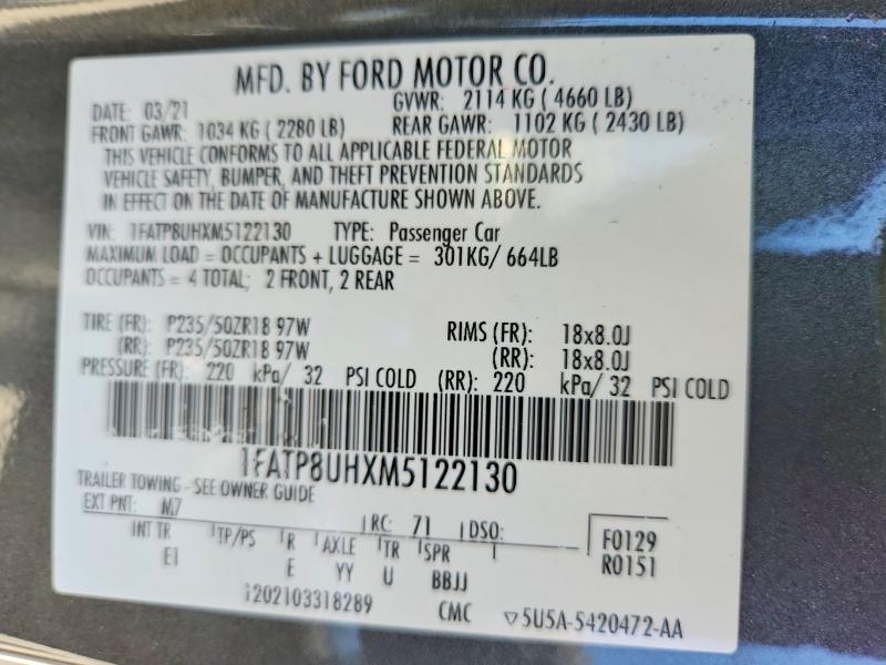 Aukcja sprzedaży 2021 Ford Mustang Conv, vin: 1FATP8UHXM5122130, numer aukcji: 59009016